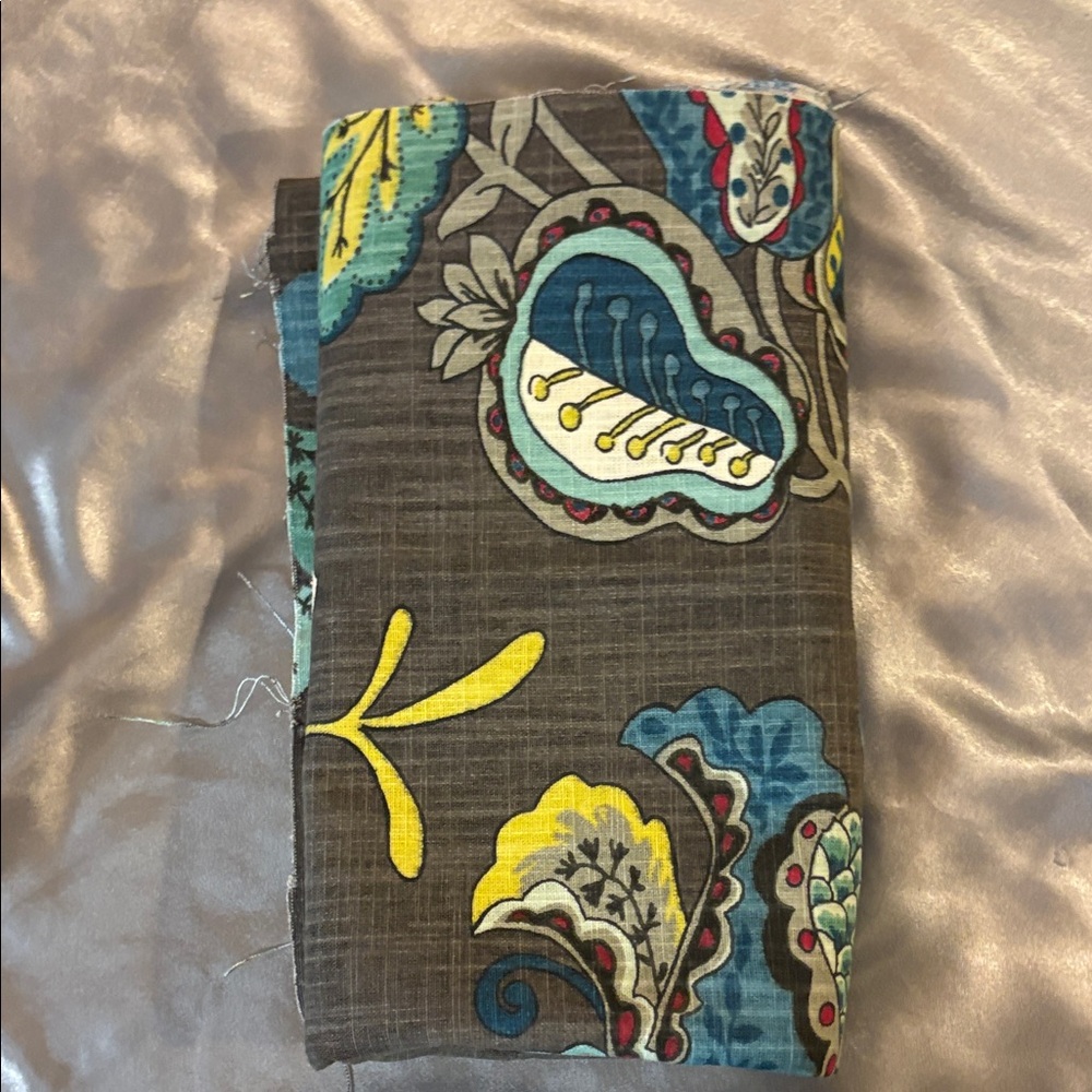 Floral Patterned Fabric in Brown and Blue